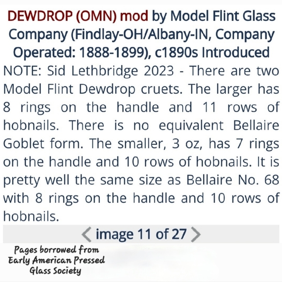 1890s "Dewdrop" Clear Hobnail Decanter w/ Handle by Model Flint Glass Co - Picture 13 of 14